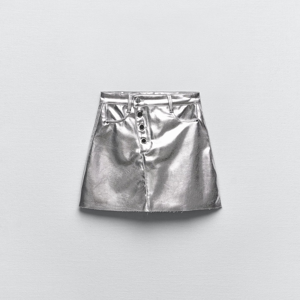ZARA BLOGGERS FAV SILVER MINI SKIRT NWT